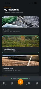 Revive Land Ops My Properties screen on iPhone